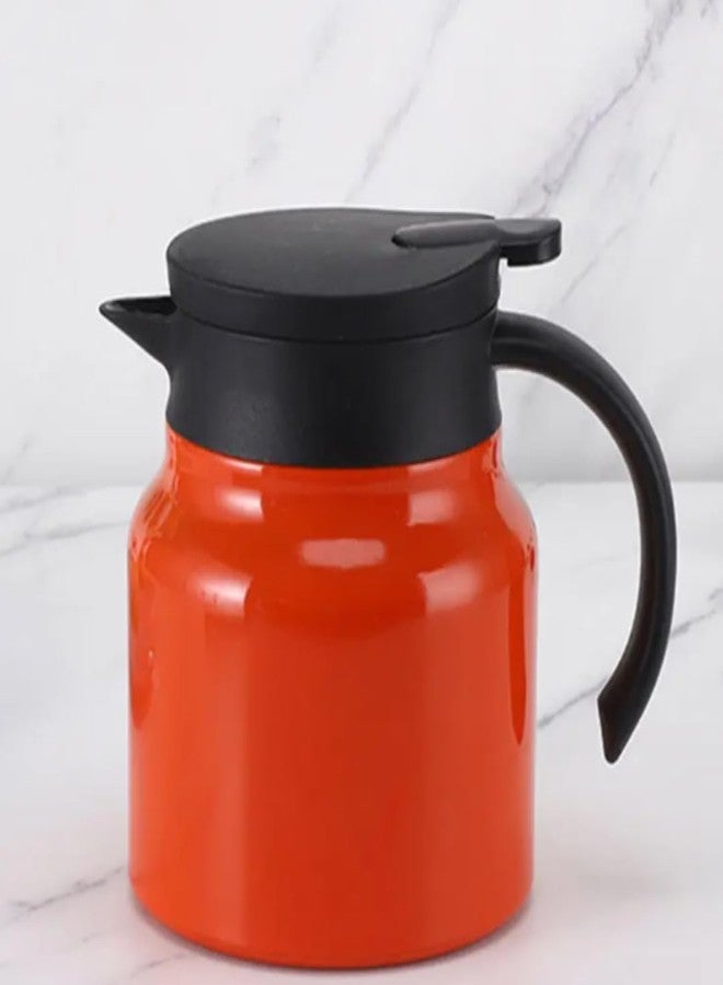 VENDLY إبريق شاي فيندلي مع مصفاة من الفولاذ المقاوم للصدأ سعة 1000 مل | قارورة حرارية معزولة من الفولاذ المقاوم للصدأ مع مقبض | خالٍ من مادة BPA، يحافظ على المشروبات ساخنة لمدة 18 ساعة وباردة لمدة 24 ساعة (برتقالي) - Image 2